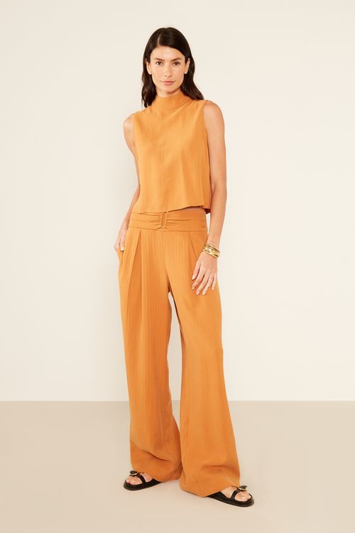 Calça Alfaiataria Com Fivela - Argila