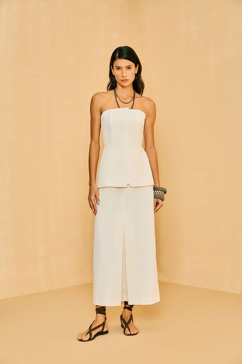 Saia Alfaiataria Com Bolso - Off White