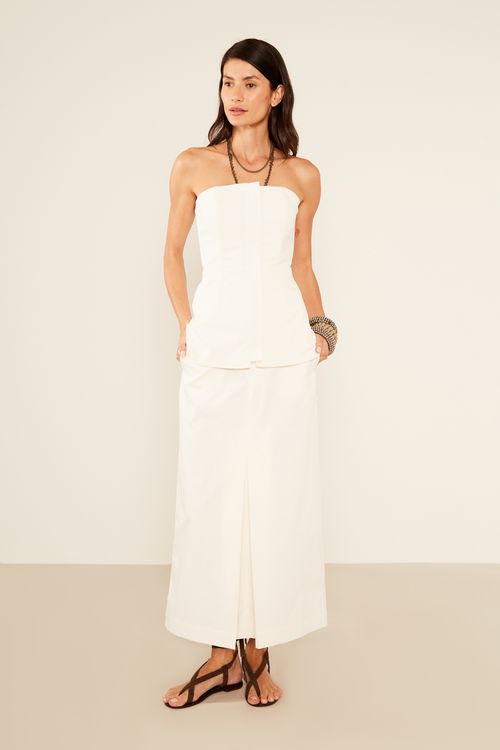 Saia Alfaiataria Com Bolso - Off White