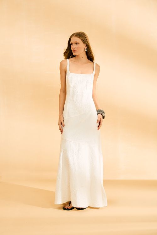 Vestido Sarja Irregular - Off White
