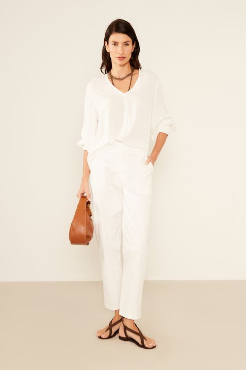 Blusa Elástico Mangas - Off White