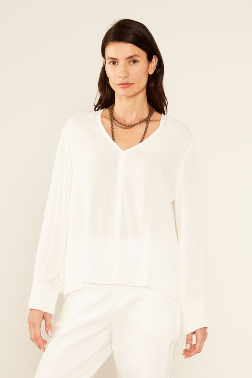 Blusa Elástico Mangas - Off White