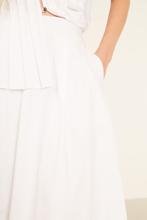 Saia Casual Algodão - Branco