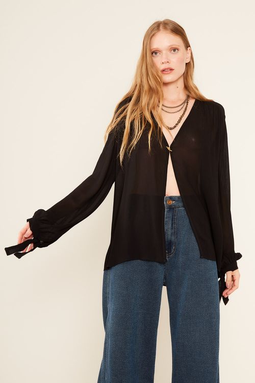 Blusa Manga Detalhe - Preto