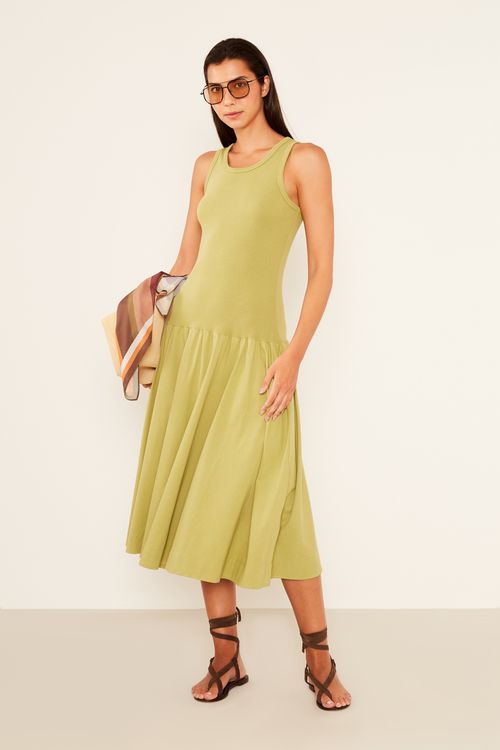 Vestido Malha Regata - Verde Ervilha