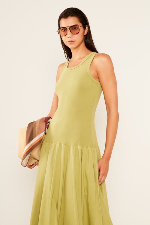 Vestido Malha Regata - Verde Ervilha