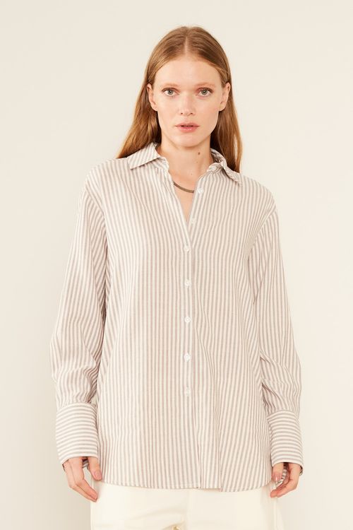 Camisa Casual Detalhe Cadarço - Listrado