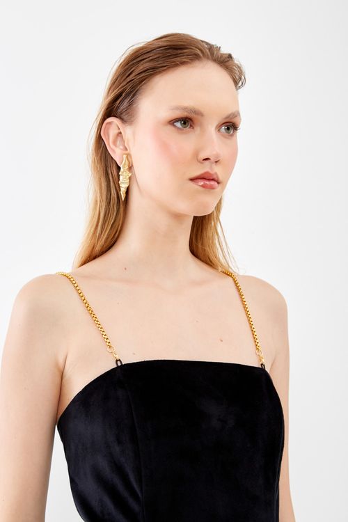 Vestido Longo Veludo - Preto