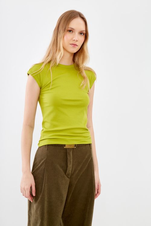 Blusa Malha Manga Curta - Verde Pear