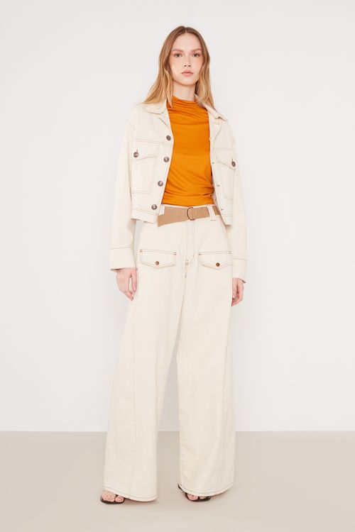 Blusa Malha Longa Gola - Terracota