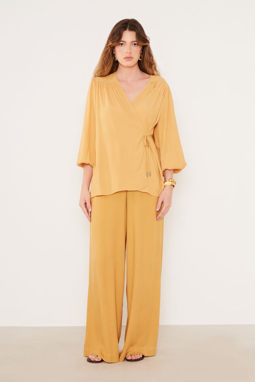 Blusa Transpasse Amarração - Amarelo Tibet
