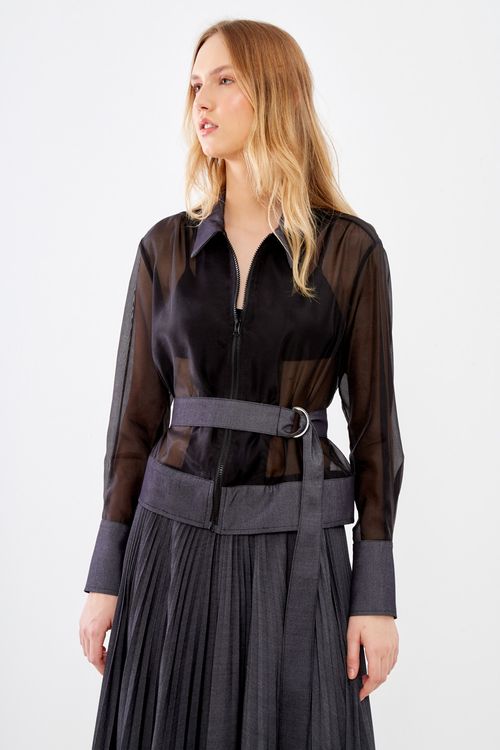 Camisa Tecido Mix Tecidos - Denin Black