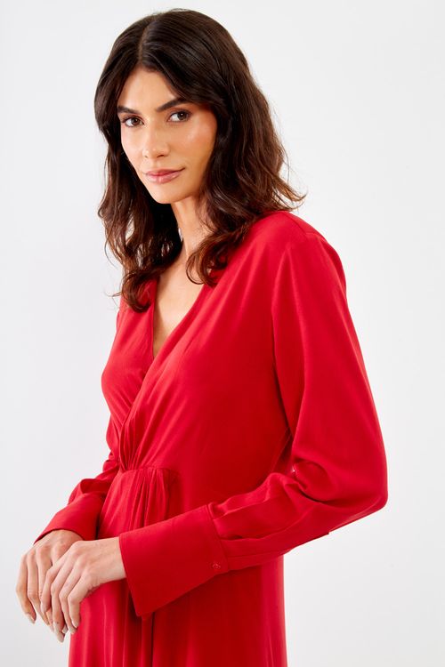 Vestido Alfaiataria Torção - Vermelho Scarlet