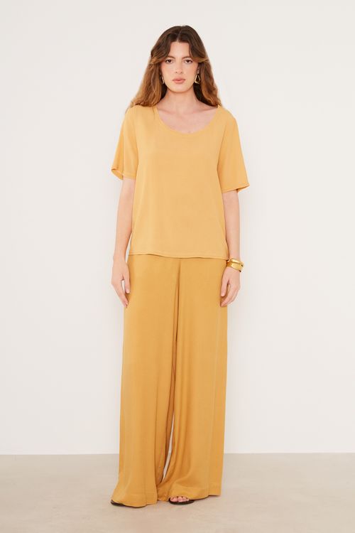 Blusa Decote Canoa - Amarelo Tibet