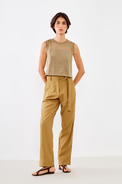 Calça Alfaiataria Pregas - Verde Olive