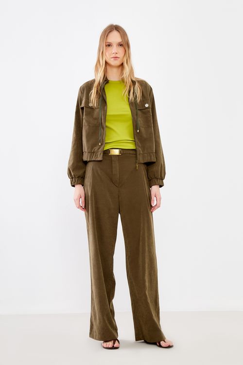 Bomber Casual Detalhe Elástico - Verde Military