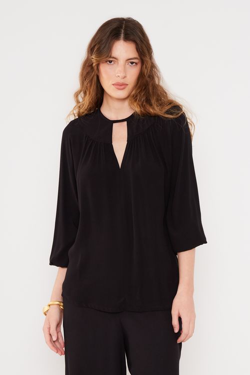 Blusa Casual Decote - Preto