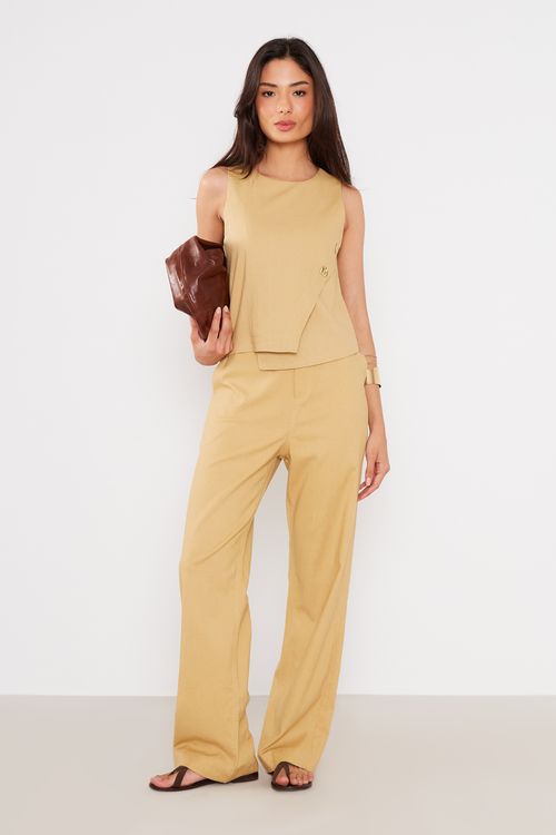 Blusa Casual Detalhe Pesponto - Amarelo Dijon