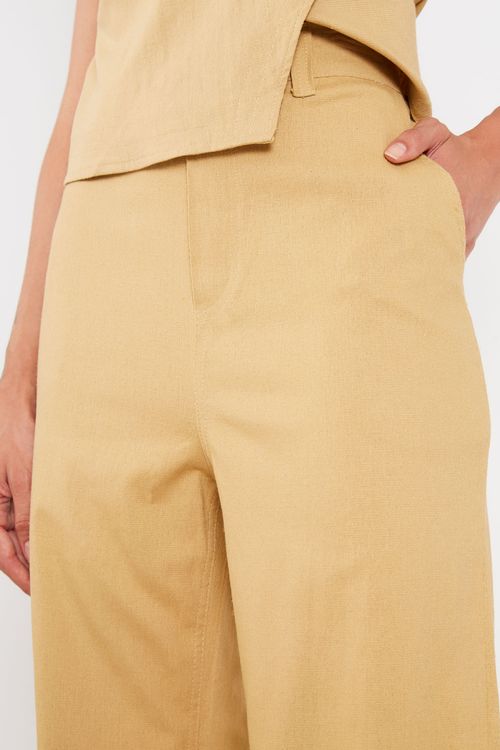 Calça Casual Detalhe Cós - Amarelo Dijon