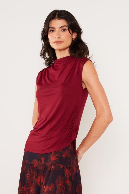Blusa Malha Assimétrica - Vinho Grenache