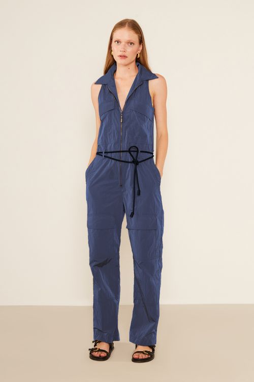 Macacão Techno Zíper - Azul Marinho