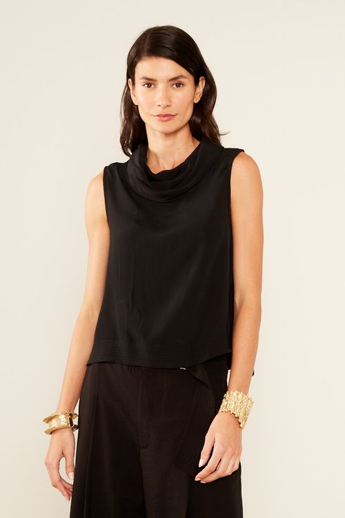 Blusa Casual Gola Alta - Preto