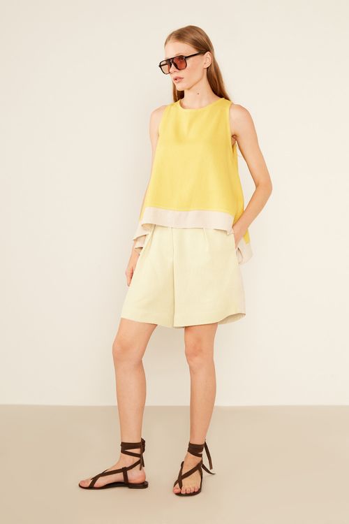 Bermuda Casual Prega Frente - Cru