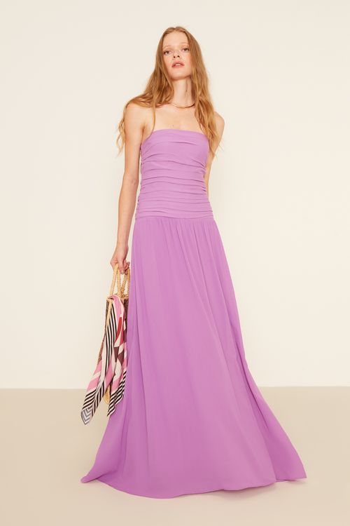 Vestido Midi Sem Alça - Violeta Vibrante