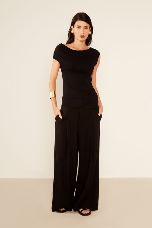 Blusa Malha Assimétrica - Preto