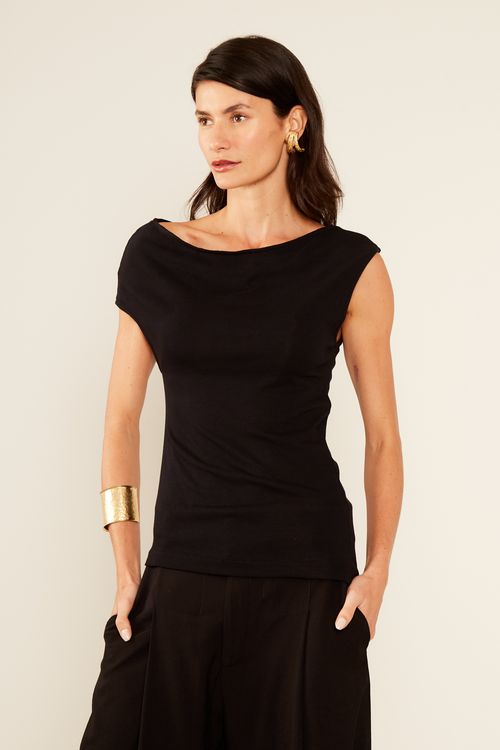 Blusa Malha Assimétrica - Preto