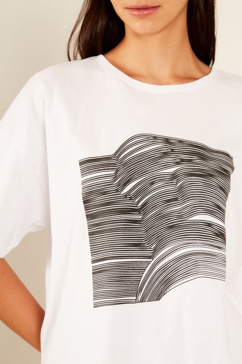 T-Shirt Malha Silk Gráfico - Branco