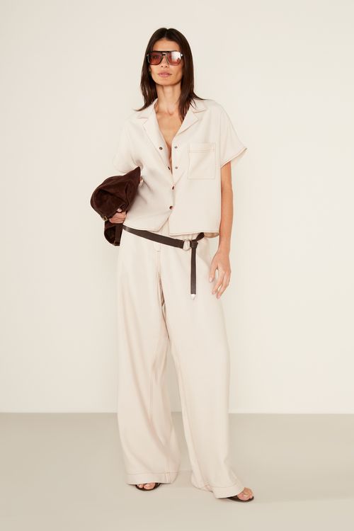 Calça Casual Pespontos - Bege Areia