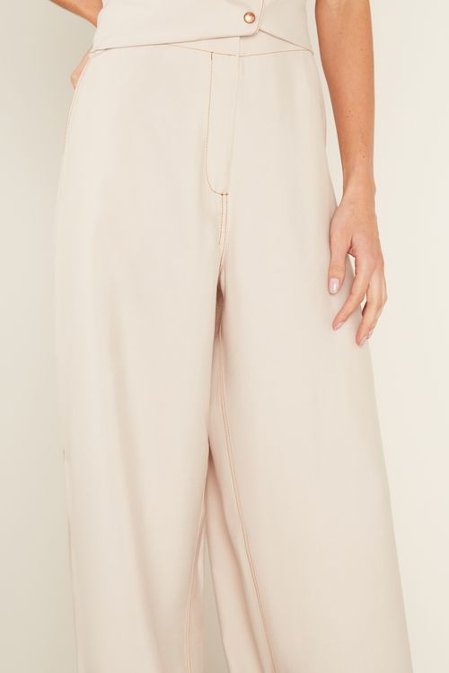 Calça Casual Pespontos - Bege Areia