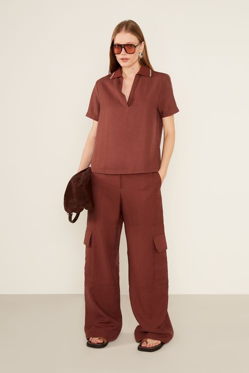 Calça Casual Cargo - Marrom Capuccino