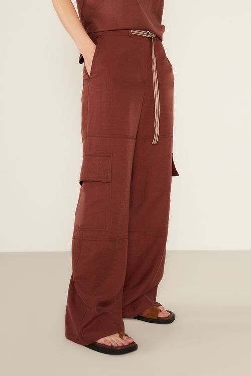 Calça Casual Cargo - Marrom Capuccino