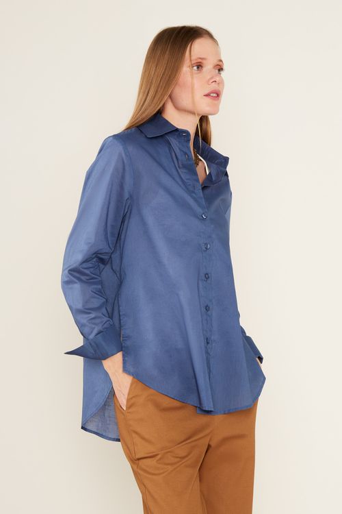 Camisa Algodão Botões - Jeans