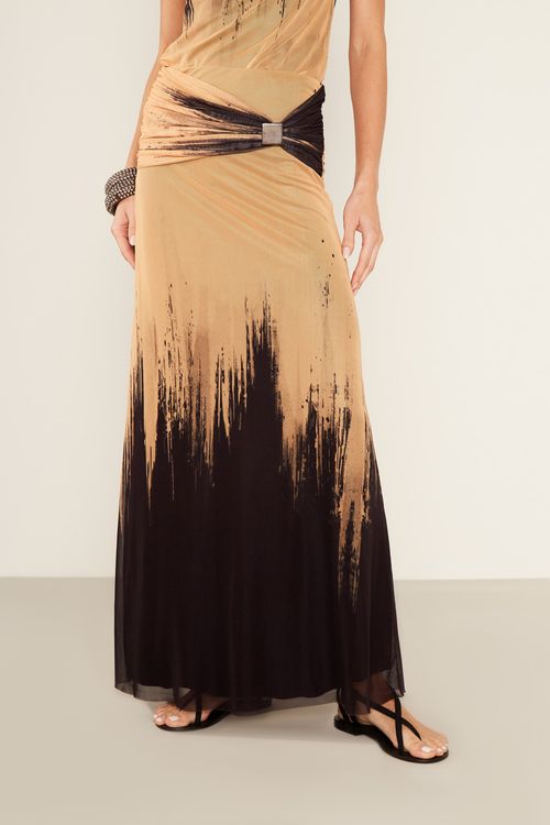 Saia Tule Estampa Pincel - Est Pincel