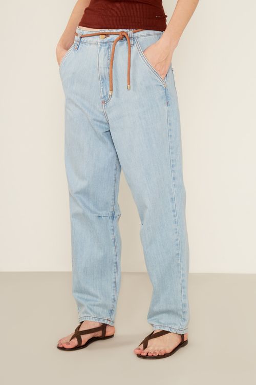 Calça Jeans Cenoura Cadarço - Jeans