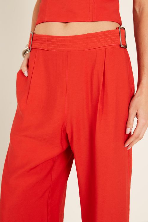 Calça Alfaiataria Fivelas - Vermelho Pepper