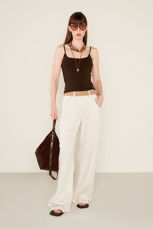 Calça Sarja Wide Leg Nature - Cru