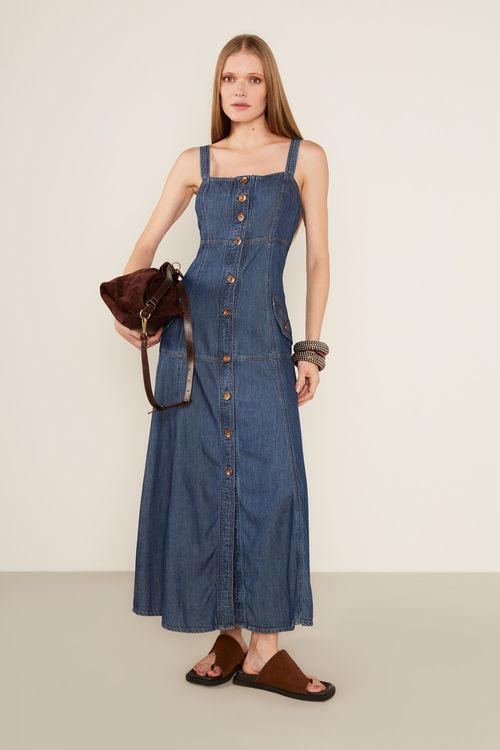 Vestido Jeans Botões - Jeans