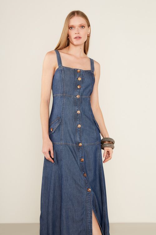 Vestido Jeans Botões - Jeans