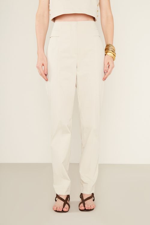 Calça Alfaiataria Recortes - Bege Areia