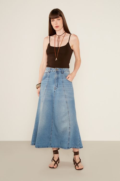 Saia Jeans Midi Sereia - Jeans