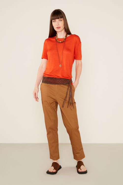 Calça Sarja Bolso Faca - Marrom Capuccino