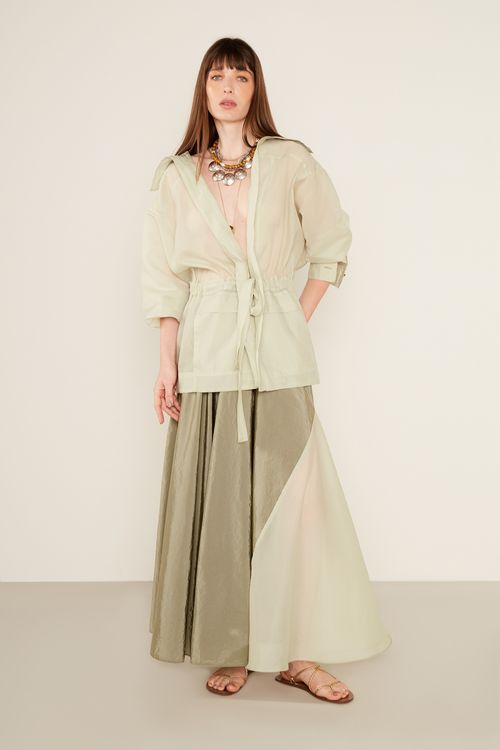 Saia Organza Plissada - Acqua