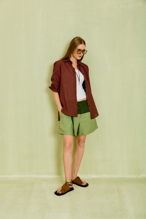 Short Casual Com Cinto - Verde Menta