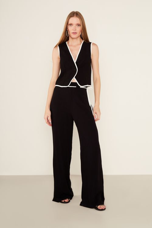 Colete Casual Bicolor - Preto