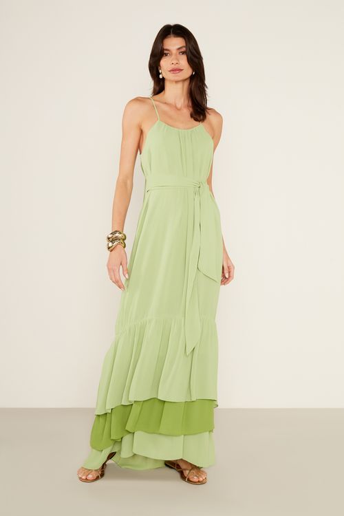 Vestido Babados - Verde Acqua