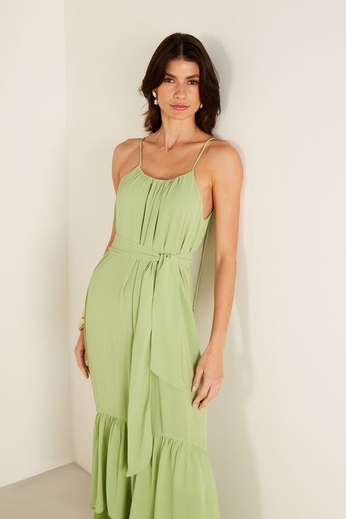Vestido Babados - Verde Acqua